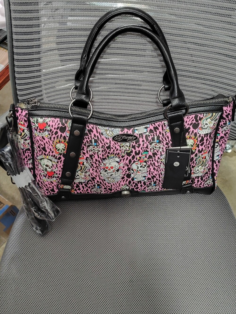 Brand New Ed Hardy Satchel Purse With Crossbody Strap
